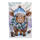 Winter Highland Cow Applique House Flag