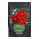 Floral Poinsettia Vase Applique House Flag