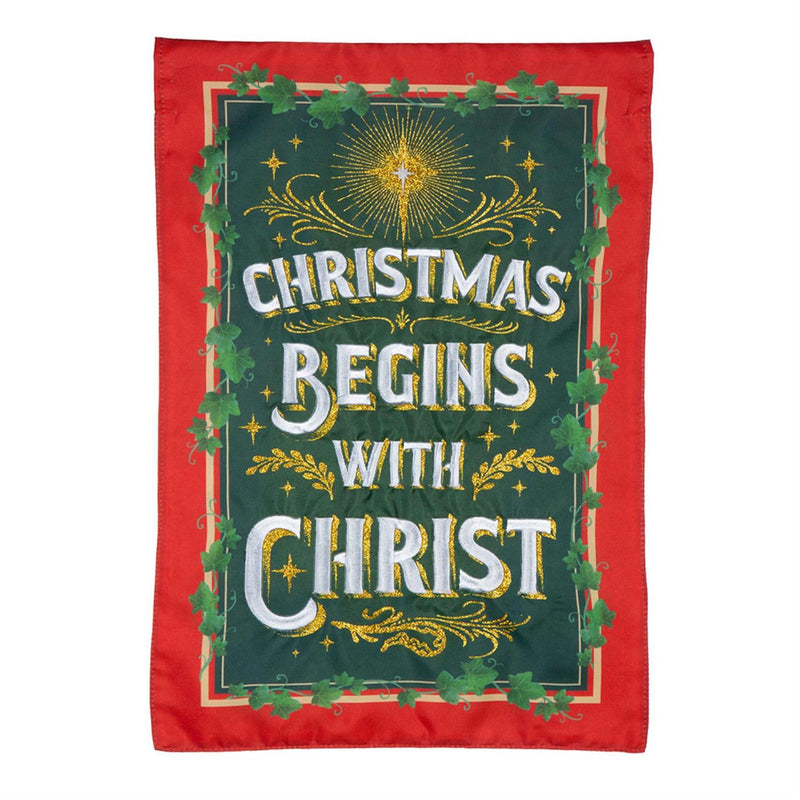 Christmas Begins with Christ Applique House Flag