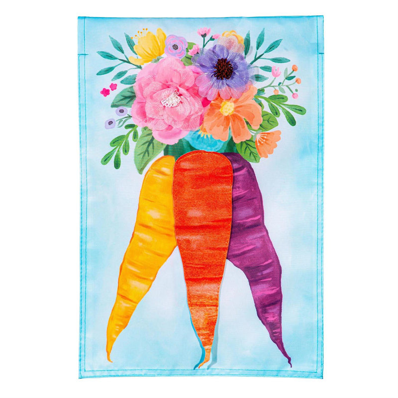 Floral Carrot Bunch Applique House Flag