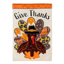 Give Thanks Patterned Turkey Applique Garden Flag_x000D_
