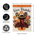 Give Thanks Patterned Turkey Applique Garden Flag_x000D_