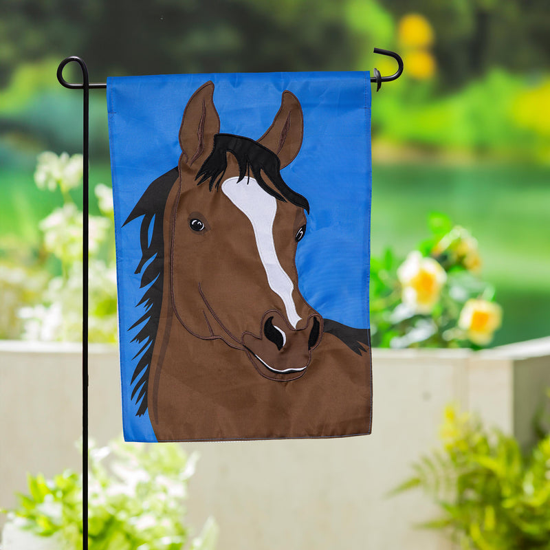Single Horse Basic Applique Garden Flag