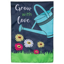Grow with Love Watering Can Basic Applique Garden Flag
