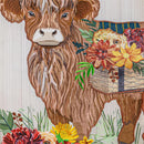 Highland Cow Fall Floral Applique Garden Flag_x000D_