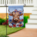 Patriotic Highland Cow Applique Garden Flag