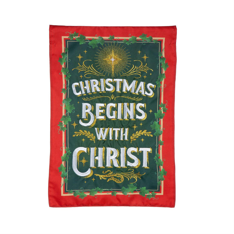 Christmas Begins with Christ Applique Garden Flag