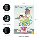 Songbirds and Teacups Applique Garden Flag