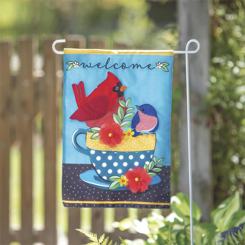 Songbirds Welcome Applique Garden Flag