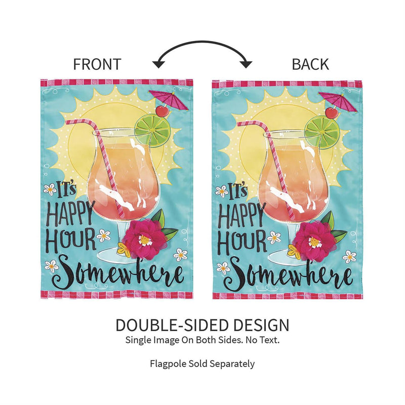 It's Happy Hour Somewhere Applique Garden Flag