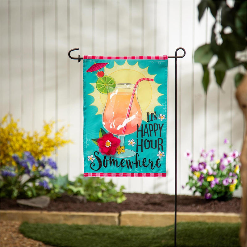 It's Happy Hour Somewhere Applique Garden Flag