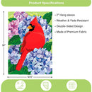 Red Cardinal and Hydrangeas Applique Garden Flag