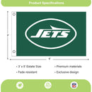New York Jets Single Sided Flag w/ 2 Grommets, 3'x5'