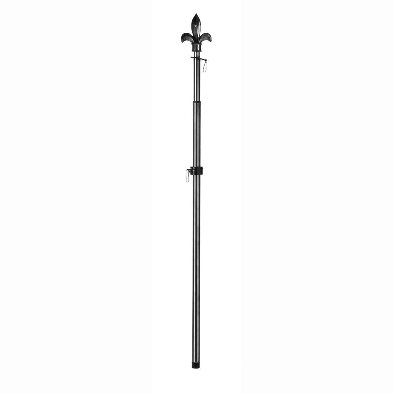 Fleur de Lis Metal Extendable House Flag Pole, Black,20145