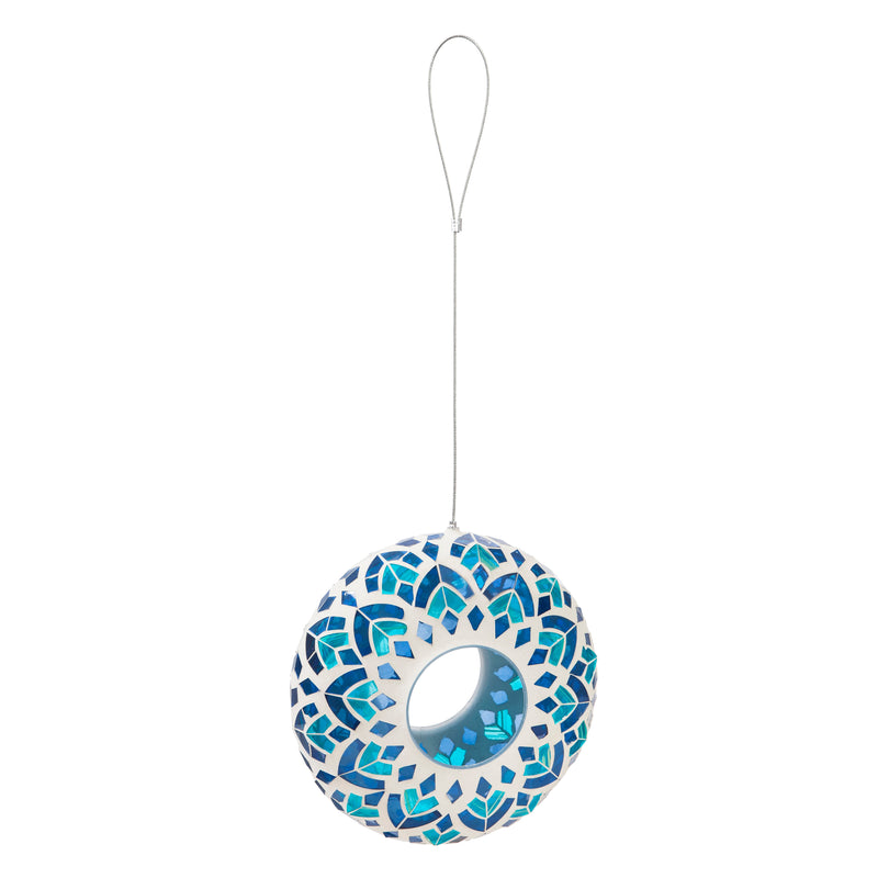 9.25"D Acrylic Circle Feeder, Blue Mosaic Glass