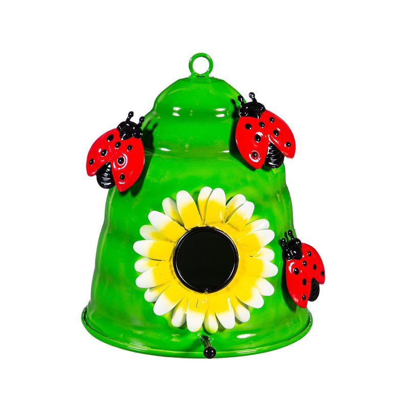 Metal Decorative Bird House, Colorful Bee House Statuary, 11"H