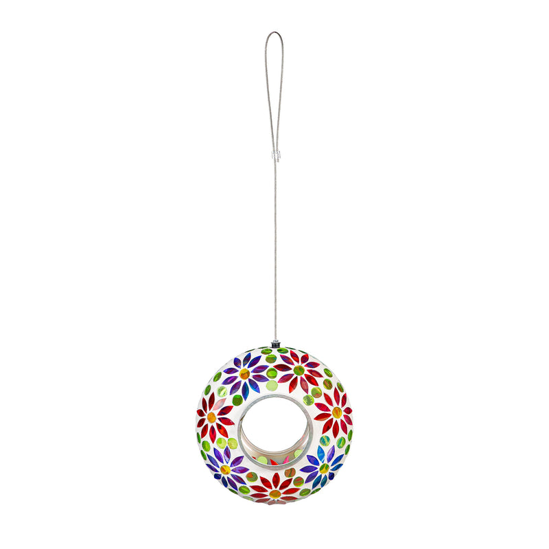 What She Shed Bird Feeder, Mosaic Glass Fly Through Rainbow Portal, 6"