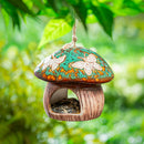 Garden of Wonder Bird Feeder, Ceramic Fantasy Green Mushroom