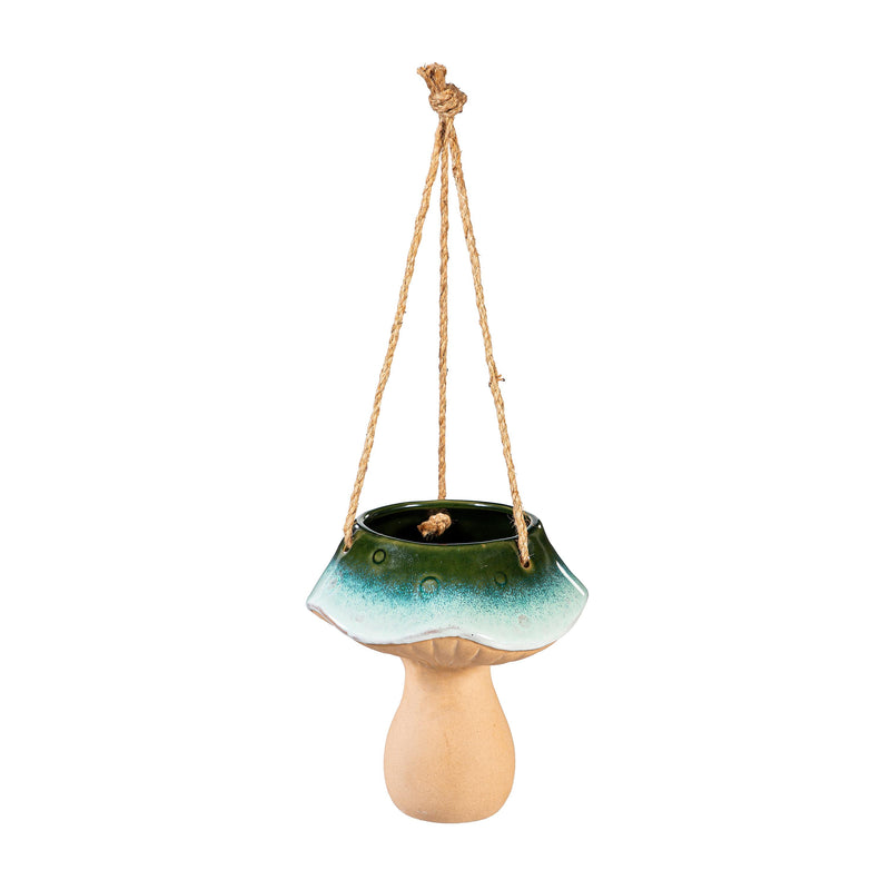 Garden of Wonder Planter, Hanging Planter, Ceramic Blue Mushroom