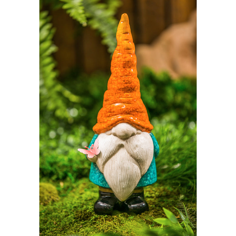 Evergreen Statuary,13"H Ceramic Gnome Garden Statuary, 2 Asst.,5.31x3.94x12.99 Inches