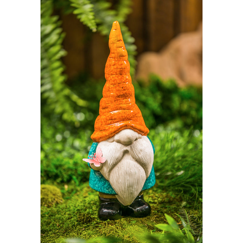 Evergreen Statuary,13"H Ceramic Gnome Garden Statuary, 2 Asst.,5.31x3.94x12.99 Inches