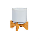 4" Ceramic Planter with Wood Stand, 3 ASST.