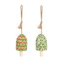 Tulip Greens Mosaic Glass Bell Chime, Asst of 2