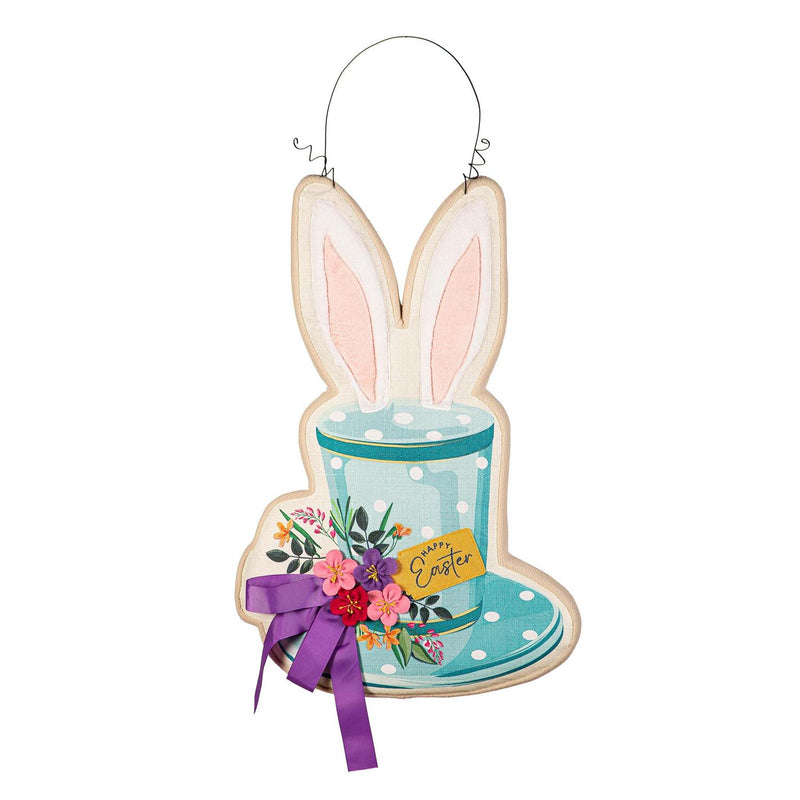 Happy Easter Floral Hat Estate Door Décor