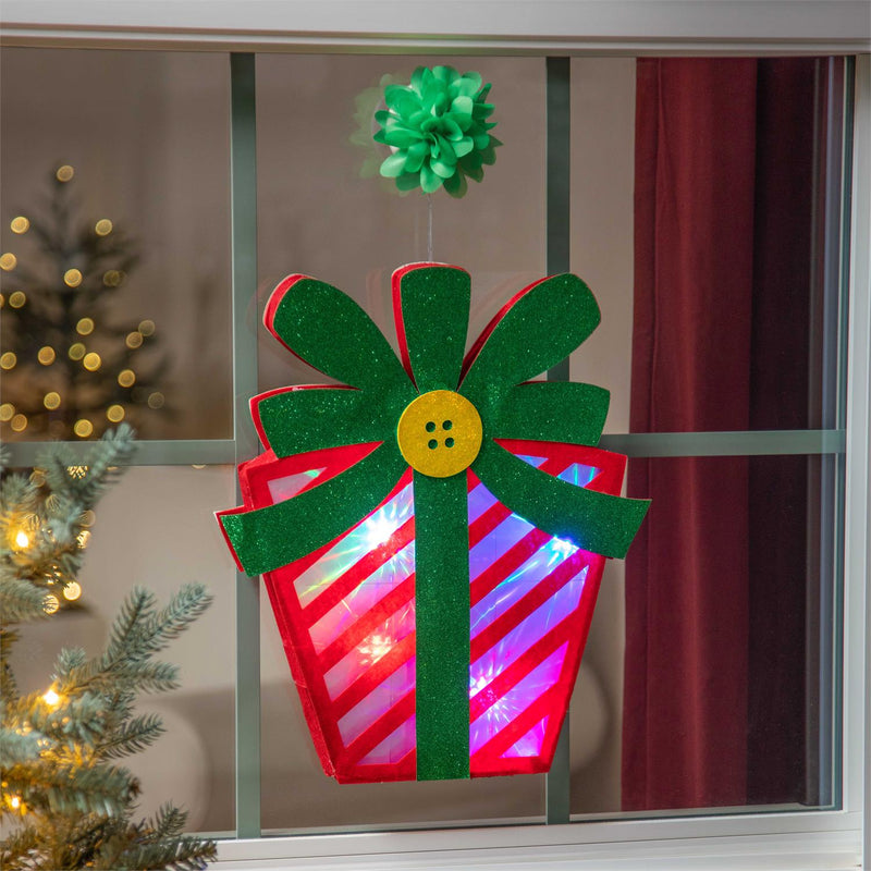 Christmas Present 3D LED with Diffusing Film Window Décor