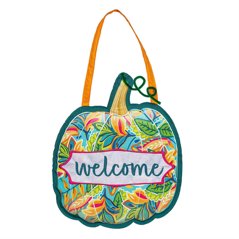 Patterned Jacobean Floral Pumpkin Door Décor