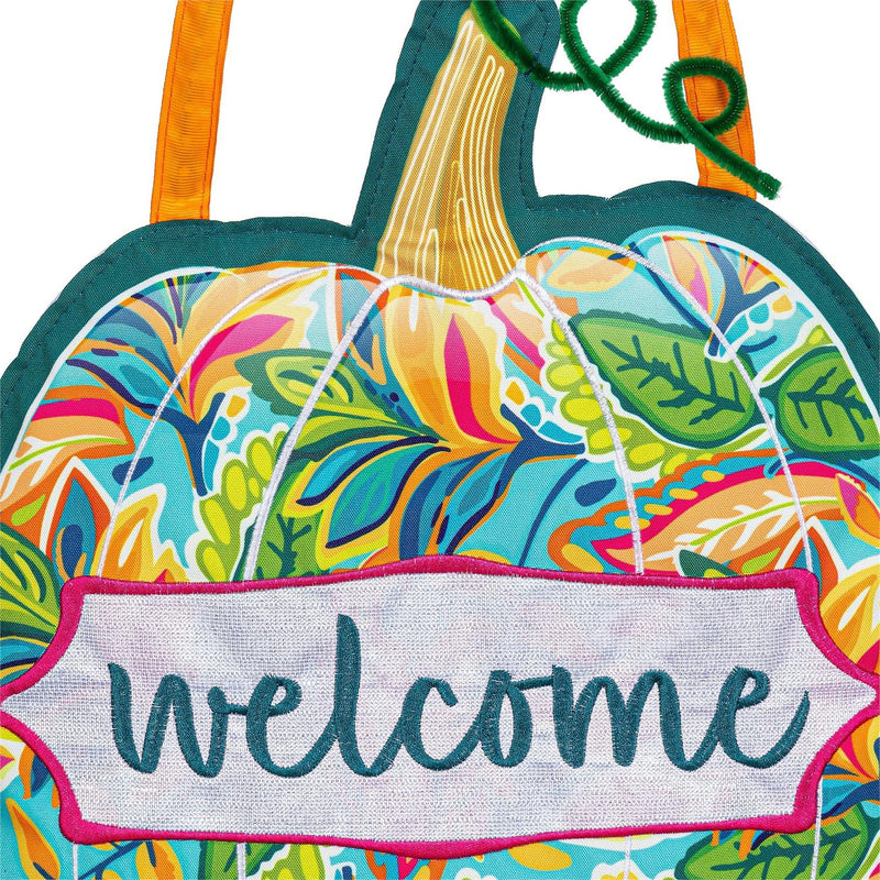 Patterned Jacobean Floral Pumpkin Door Décor