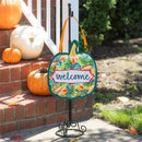 Patterned Jacobean Floral Pumpkin Door Décor