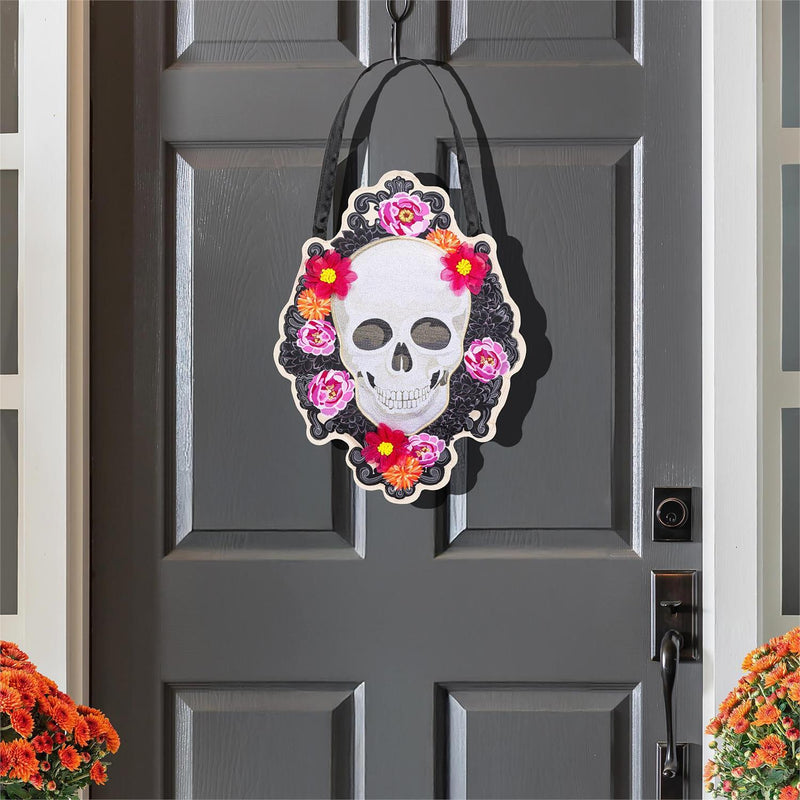 Happy Skull Floral Door Décor