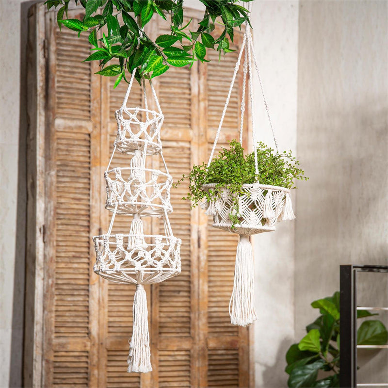 Macrame Hanging Nouveau Plant Cover for Large Planter