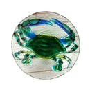 18" Hand Painted Embossed Glass Bird Bath, Blue Crab