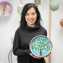 10" Terracotta Mosaic Bird Bath, Bountiful Tree