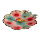 What She Shed Birdbath, Metal Sculpted Edge Bird Bath, Butterfly & Flowers, 17"