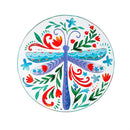 Pollinator Garden Birdbath, Glass Folk Art Dragonfly, 18"