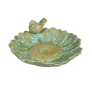 What She Shed Bird Feeder, Ceramic Teal & Green Flower With Bird