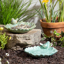 What She Shed Bird Feeder, Ceramic Teal & Green Flower With Bird