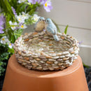 What She Shed Birdbath, Resin Pebble with Birds