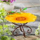 Petal & Plow Birdbath, Metal Scalloped Edge Sunflower
