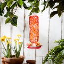 Pollinator Garden Bird Feeder, Art Glass Hanging Hummingbird Feeder, Red & White