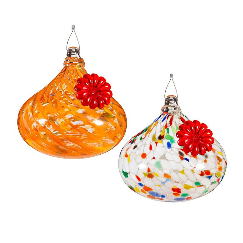 Art Glass Orb Hummingbird Feeders