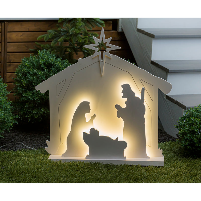 Evergreen Statuary,27.5"H LED Polywood Garden Statuary, Nativity,4.53x27.95x27.56 Inches