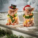 Holiday Wreath LED Pig, 2 ASST,2la2361