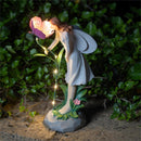 LED Garden Angel Statuary, Pink Flower