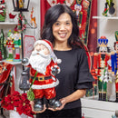 Traditional Santa Garden Statue, Resin Solar Statue, Santa with Lantern, 18"H