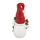 Holiday Poinsettia Garden Statue, LED Resin Statue, Glittering Snowman, 18"H