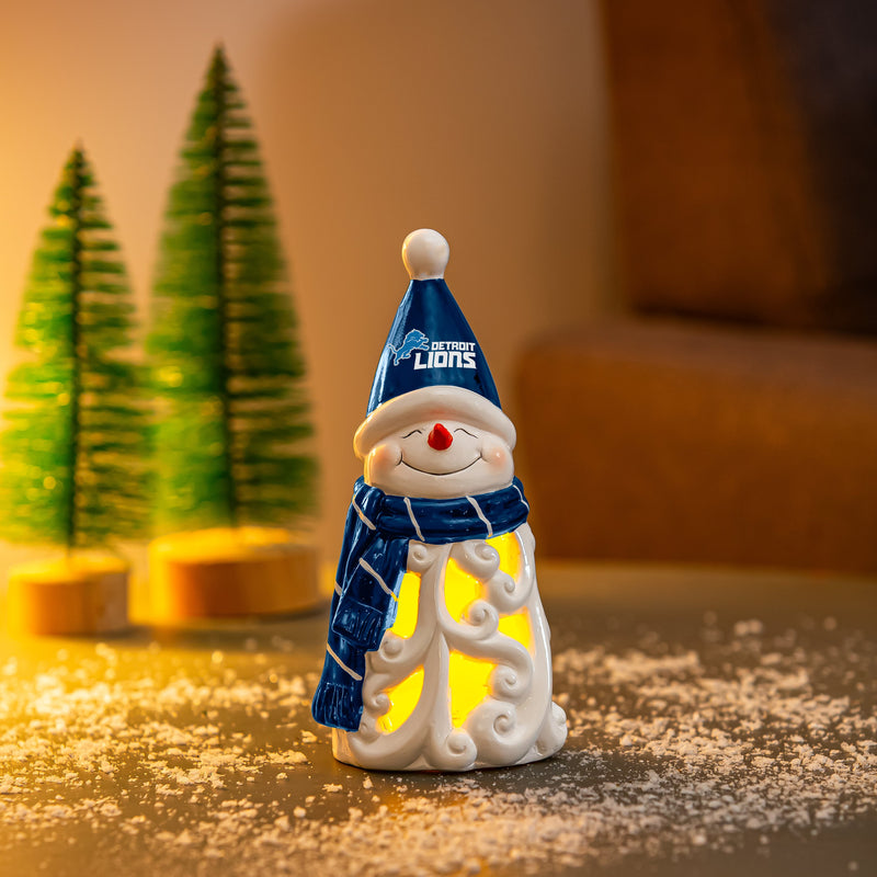 Detroit Lions Snowman LED Statuary, 8"